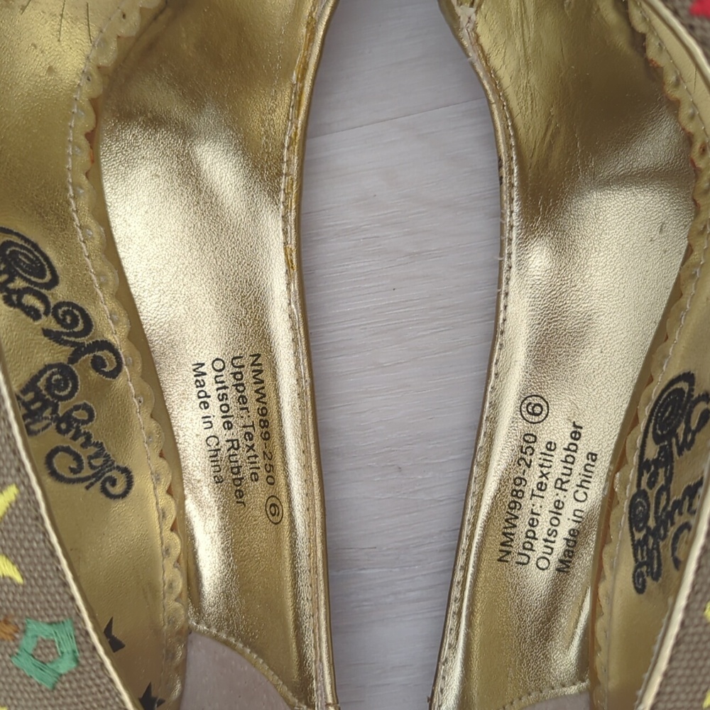 Naughty Monkey Embroidered Canvas Heels Size 6 - Picture 7 of 7